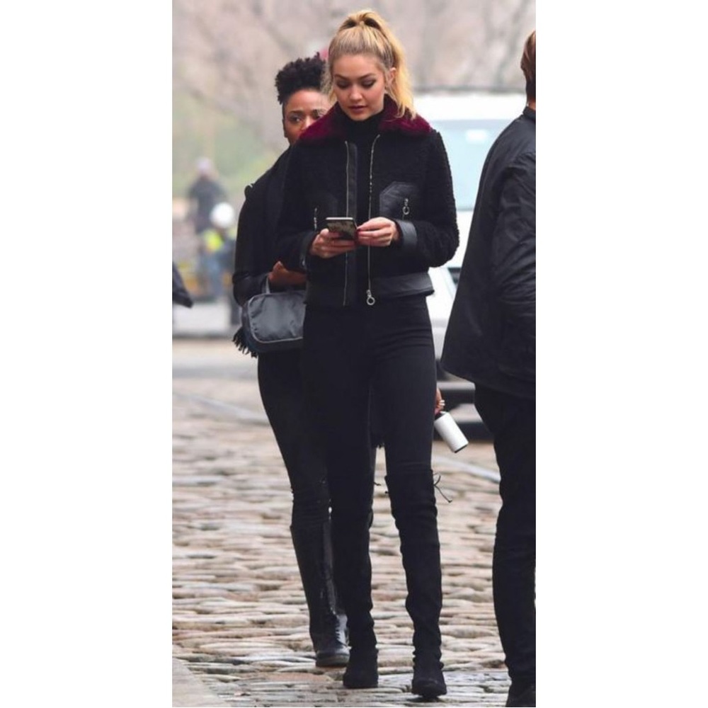 Sandro Verity Mixed Media Jacket - Picture 3 of 4